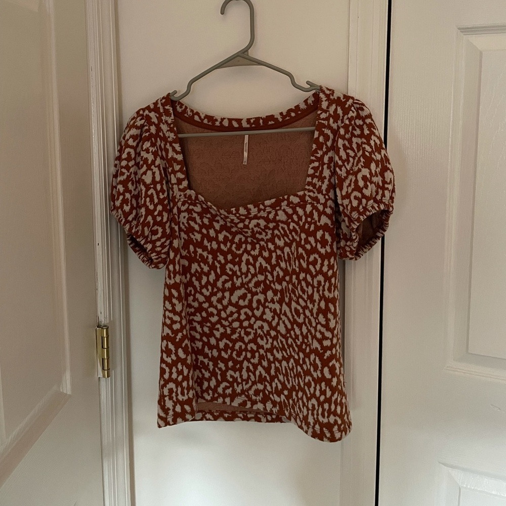 Free People Brown Leopard Top